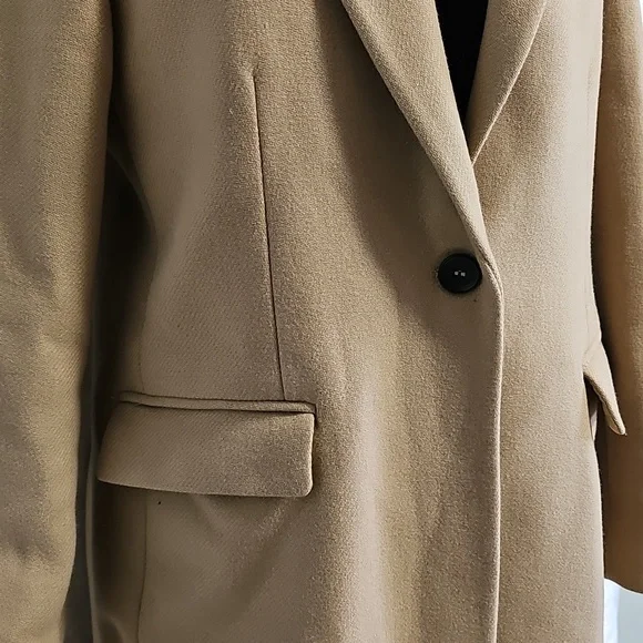 ZARA WOOL COAT MANTECO LIGHT TAN - Picture 4 of 12